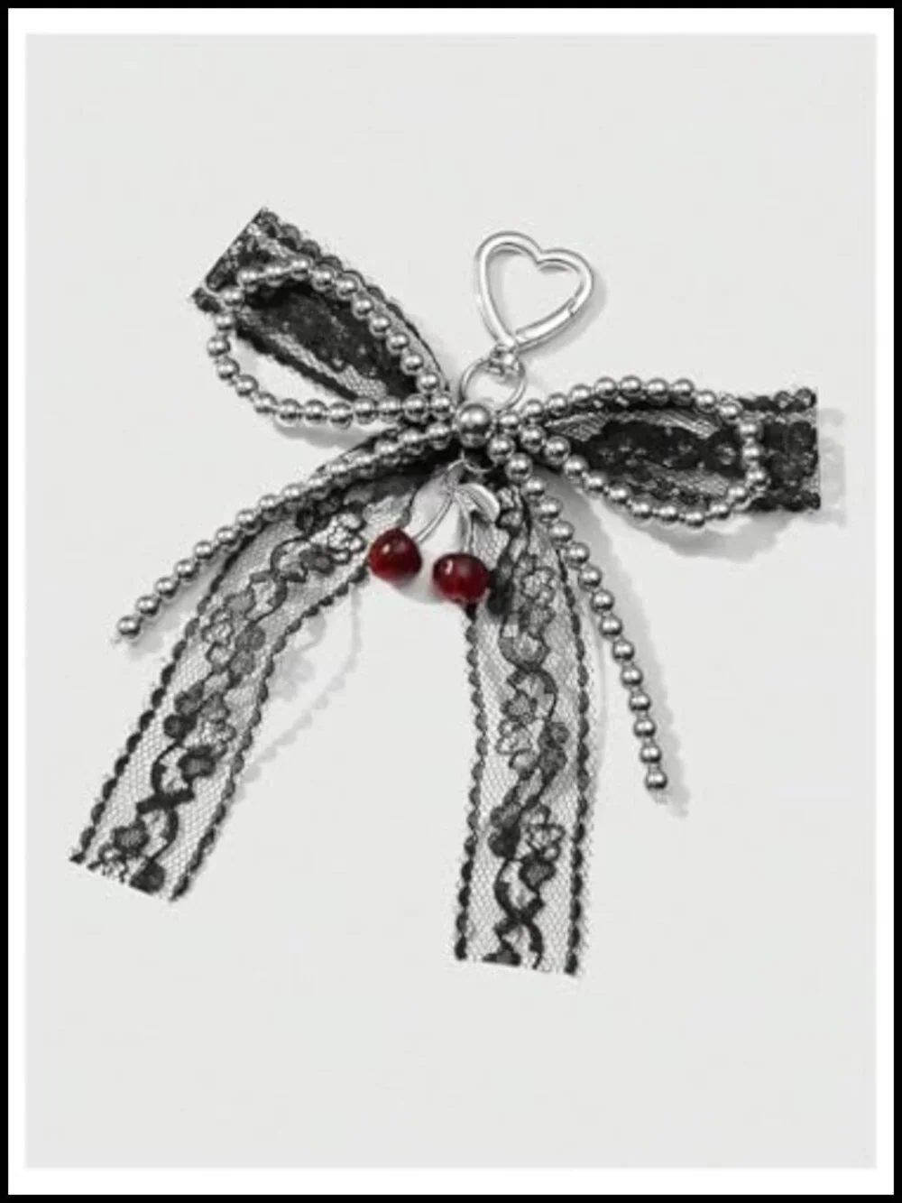 Y2K Bow Ribbon Bag Charm Keychain Key Ring Purse Tote Metal Claw Clasp